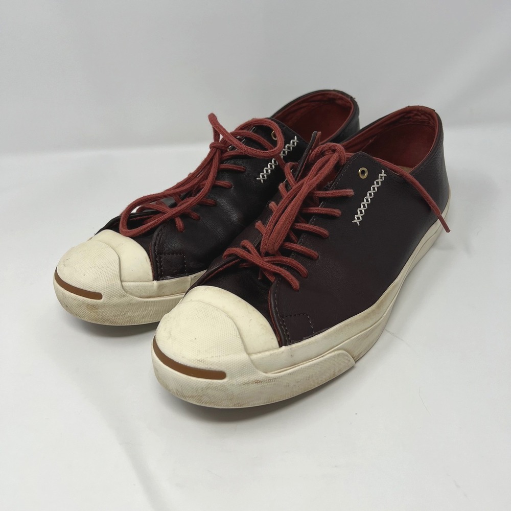 Converse Jack Purcell Leather Sneakers Brown Cross Stitch Mens 9 Womens 10.5 - Picture 2 of 11